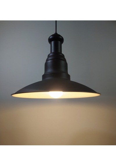 Riolight Retro Siyah Askılı Tekli Metal Sarkıt Avize Şapka Çapı: