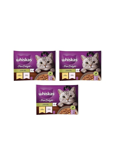 Whiskas Pouch Pure Delight Jöle İçinde Tavuklu Ve Somonlu Yetişkin Kedi Konservesi 12x85 Gr
