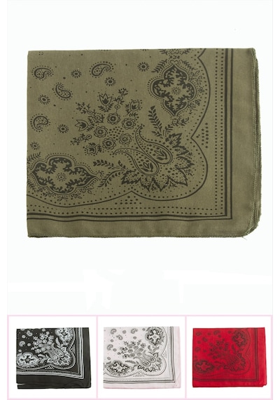 Zero Land Çiçek - 60 - Desenli Keten Bandana - Ilkestor - 50x50 Ebruli Çok Renkli