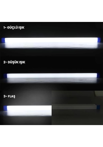 Powermaster T550 50cm 60w Çubuk Portatif Led Işıldak Şarjlı Tüp Lamba 1500mah