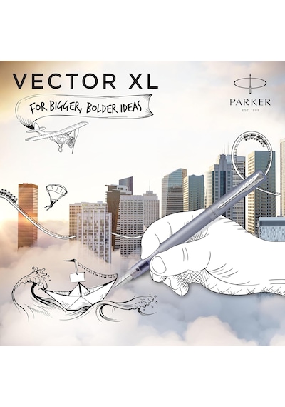 Parker Vector Xl Mat Dolma Kalem, Gümüş-mavi, M, Mavi Diğer