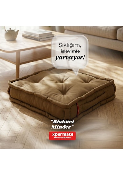 Xpermate Bisküvi Minder Petek Önü Fransız 55x55x14 Kahverengi
