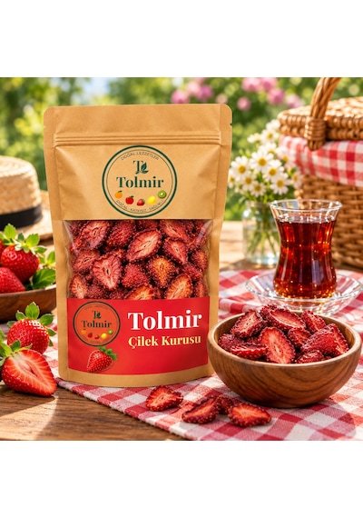 Tolmir %100 Doğal Çilek Kurusu 100 G - Şeker İlavesiz Katkısız Kurutulmuş Çilek Dilimleri