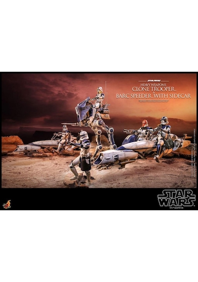 Hot Toys Heavy Weapons Clone Trooper And Barc Speeder With Sidecar Sixth Scale Figure Set - 911169 - Star Wars / The Clone Wars - Tms77