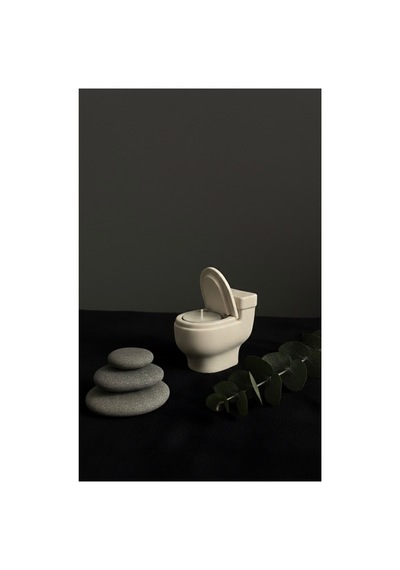 Klozet Görünümlü Dekoratif Tealight Mumluk - Esprili Banyo Süsü Ve Hediyelik Obje