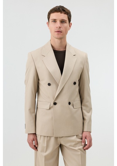 Antioch Relaxed Kruvaze Erkek Blazer Ceket Bej