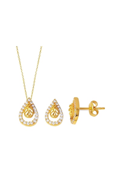 Bilezikci Damla Kolye + Küpeli 14 Ayar Altın Mini Set Kmk002