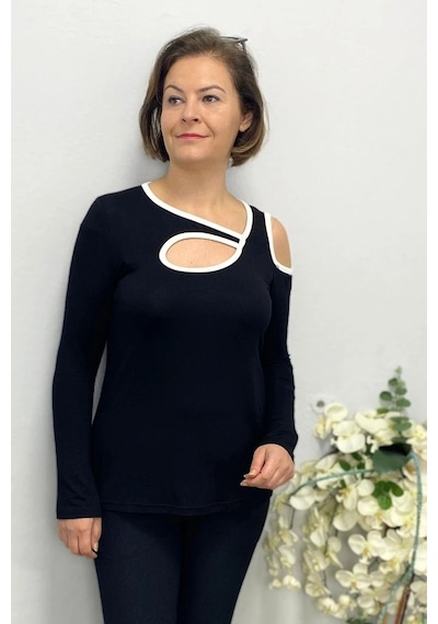 Mia Butik Kadın Siyah Tasarım Perla Bluz Siyah
