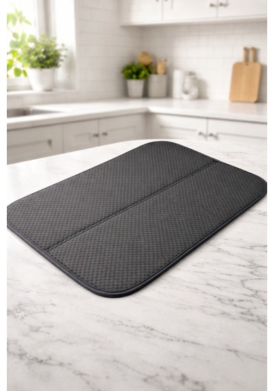 Su Emici Mikrofiber Bulaşık Kurutma Matı Tezgah Üstü Kaymaz, Yıkanabilir Kurulama Altlığı Silikon Diğer