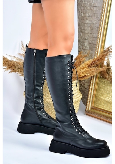 Fox Shoes Siyah Bağcıklı Günlük Kadın Çizme L610130909