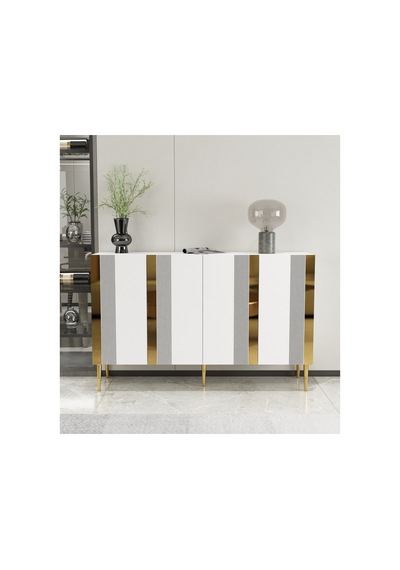 Forest 120 Cm Konsol Tv Sehpası Çok Amaçlı Dolap Beyaz-altın Beyaz-altın