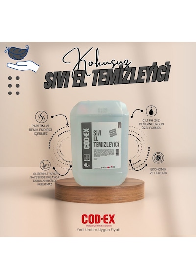 Cod-Ex Kokusuz Sıvı El Temizleyici 4 L