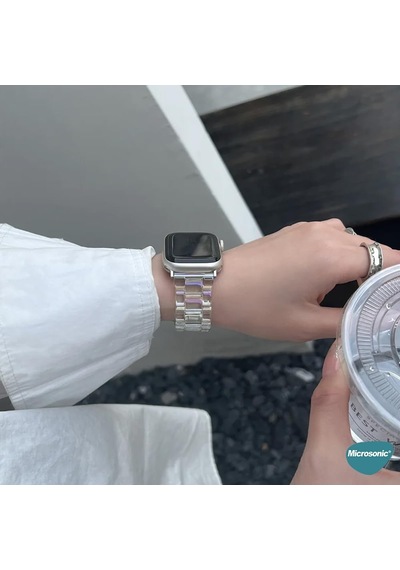 Apple Watch Ultra 2 İçin Kordon Stainless Transparent Clear Çok Renkli Watch Ultra 2 İle Uyumlu Kordon - Çok Renkli