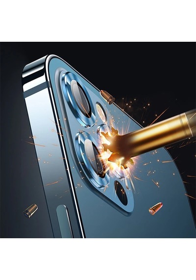 Usams Apple iPhone Uyumlu 12 Pro 3d Metal Çerçeveli Kamera Lens Koruyucu- 5775