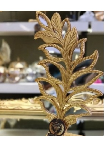 18cm-35cmlik Polyester,sarı Renk Yaprak Desenli Aynalı Biblo