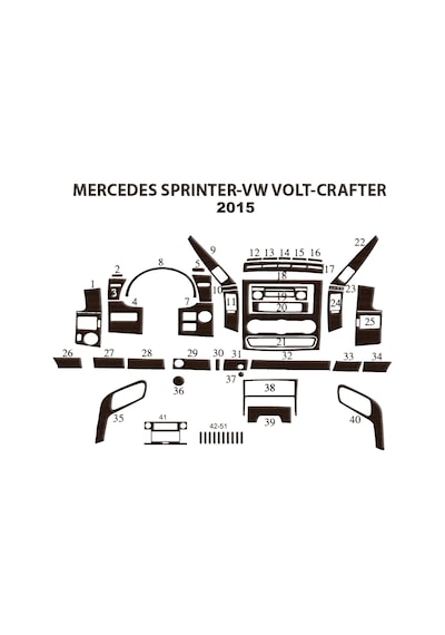 Mercedes Sprinter-crafter Torpido Kaplama 2006 51 Parça Koyu Meşe