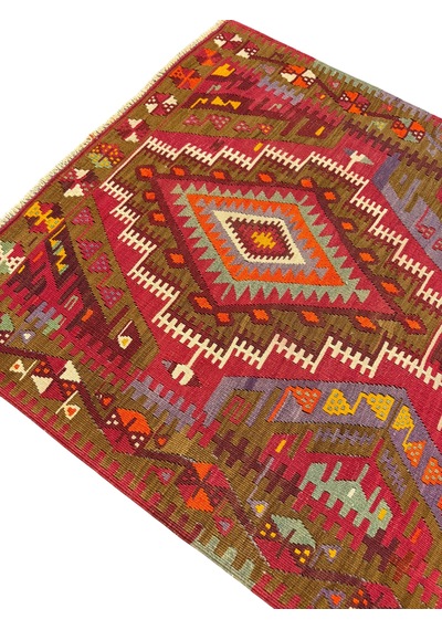El Dokuması Antika Avşar Kilimi 98x146 Kök Boya %100 Yün İnce Kilim Renkli