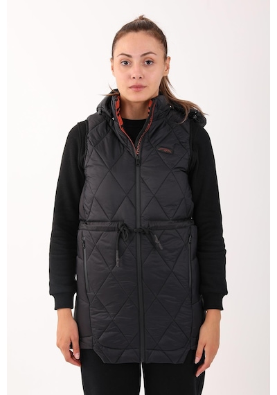 Maraton Sportswear Regular Kadın Kapşonlu Kolsuz Basic Siyah Yelek 20371-siyah Siyah