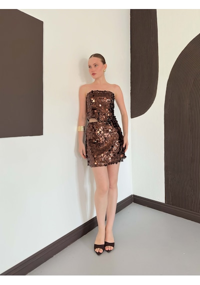 Verymoda Pullu Etek D2928 Kahve