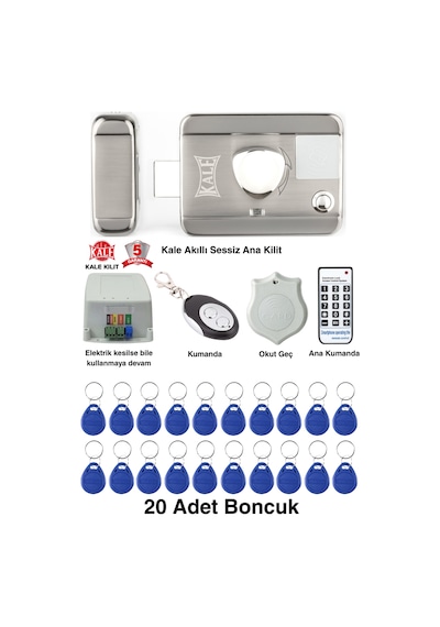 Kale Kilit Motorlu Sessiz Otomat Kd050/30-400 Kumandalı, Damla Anahtarlı, Elektrikli Kapı Kilidi