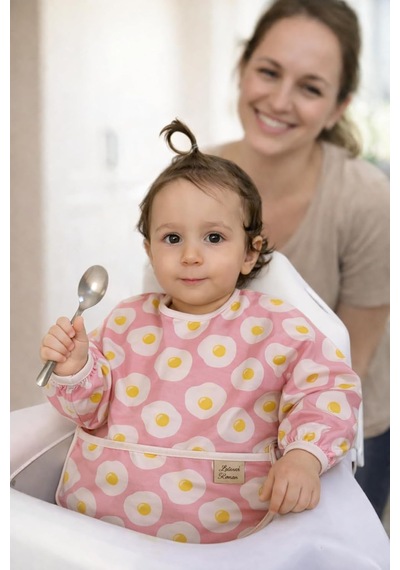 Lulu'nun Renkleri Uzun Kollu Sıvı Geçirmez Mama Önlüğü 6-24 Ay Ayarlanabilir Bebek Beslenme ve Aktivite Ön Genel