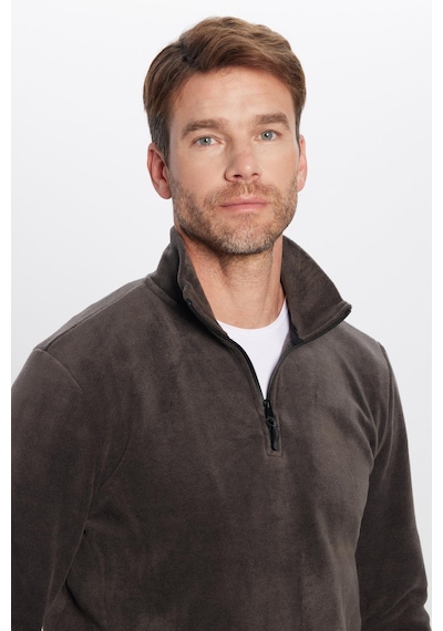 Tudors Unisex Standart Fit Anti-pilling Tüylenme Yapmayan Soğuk Geçirmez Füme Dik Bato Yaka Polar Sweatshirt-30136 Füme