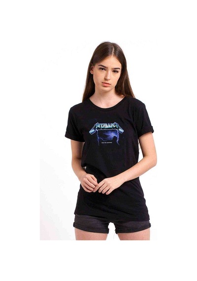 Metallica Ride The Lightning Baskılı Siyah Kadın Tshirt