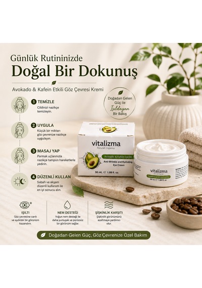 Avokado & Kafein Göz Çevresi Bakım Kremi 50 Ml Nemlendirici & Kırışıklık Karşıtı