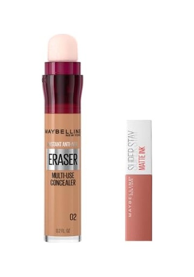 Maybelline New York Instant Anti Age Eraser Kapatıcı 02 Nude & Mini Super Stay Matte Ink Likit Mat Ruj 65 Seductress Makyaj Seti 00 Maybelline New York Instant Anti Age Eraser Kapatıcı 02 Nude & Mini Super Stay Matte Ink Likit Mat Ruj 65 Seductress Makyaj Seti 00