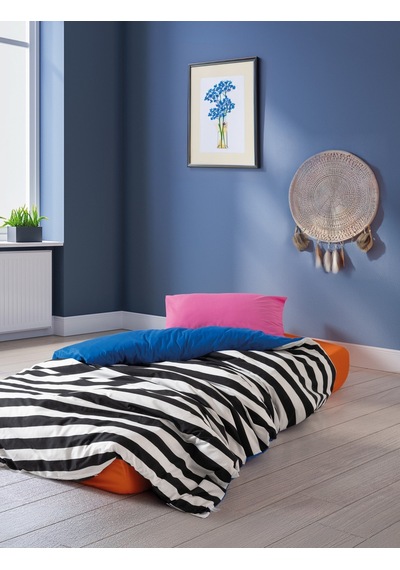 Cozy Home Popping Colors Tek Kişilik Lastikli Çarşaflı Nevresim Takımı Dusk Mavi