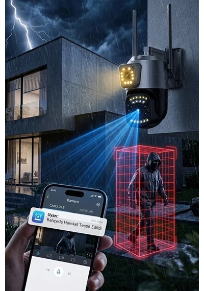 4mp 4g Wi-fi Dış Mekan Güvenlik Kamerası Çift Kameralı Ptz & Bullet Gece Görüşlü Uzaktan Izleme