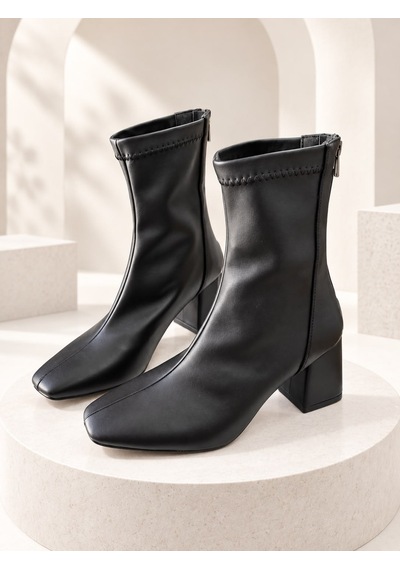 Dabab Shoes Azra Kadın Siyah Streç Cilt Kare Burun Arka Fermuarlı 6 Cm Kalın Topuklu Bot Bootie Dabab Shoes Azra Kadın Siyah Streç Cilt Kare Burun Arka Fermuarlı 6 Cm Kalın Topuklu Bot Bootie