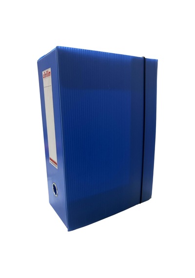Arşiv Klasörü 22x12x32cm A41000 Sayfa İçin Oluklu Plastik Mavi Lastikli Sırt Etiketli Metal Parmak Halkalı Arşiv