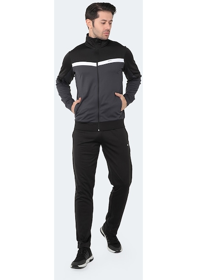 Slazenger RAMOS Erkek Fermuarlı Dik Yaka Cepli Siyah Eşofman Takımı