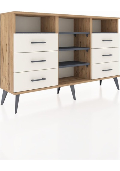 Arges Konsol 5 Raflı 6 Çekmeceli 132x30x83 Çam-antrasit/aytaşı Antrasit/aytaşı Arges Konsol 5 Raflı 6 Çekmeceli 132x30x83 Çam-antrasit/aytaşı Antrasit/aytaşı