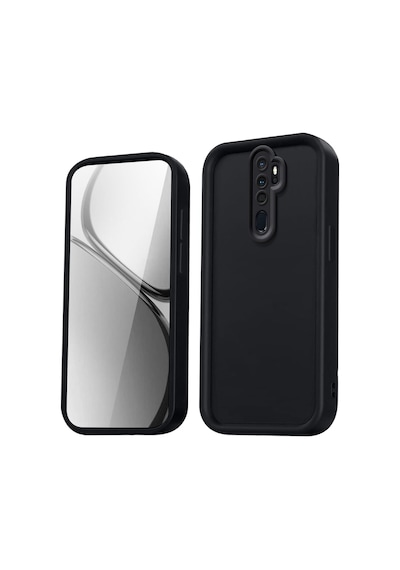 Fibaks Oppo A5/a9 2020 Uyumlu Kılıf Kamera Korumalı Yumuşak Dokulu Darbe Emici Siyah Silikon Kapak