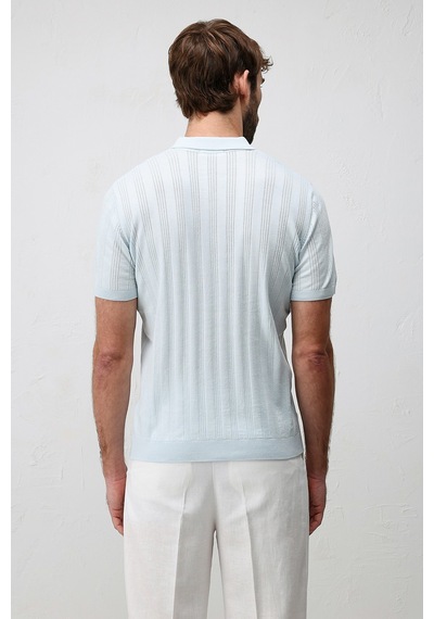 Antioch Dokulu Triko Erkek Polo T-shirt Bebe Mavisi