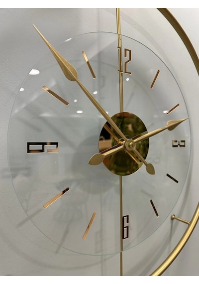 MetaQuartz Aksesuar (Büyük Boy-50*75 cm)Gold Luxry Şefaf Cam , Orta Boy Metal Çember , Modern Dekoratif Gold