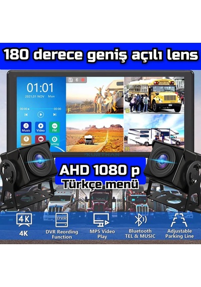 Dokunmatik Dvr 4k 1080p Video Müzik 2 Adet Ahd 180 Derece Kamera