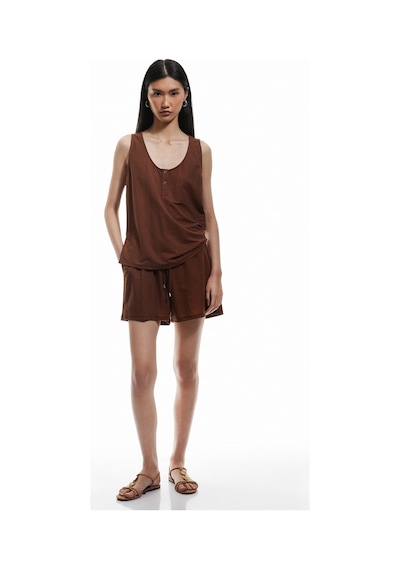 Koton Regular Fit Cepli Beli Bağcıklı Normal Paça Mini Şort Kahverengi 5sak70036ek Kahve