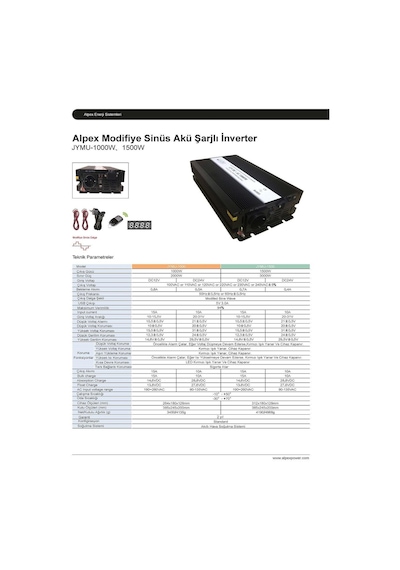 1500 Watt 12 Volt Ups Şebeke Şarjlı Modifiye Sinüs İnverter