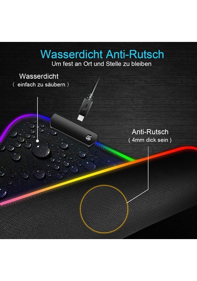 Owege Oyun Fare Altlığı Xxl 800 X 300 Mm Rgb Fare Altlığı, Büyük,