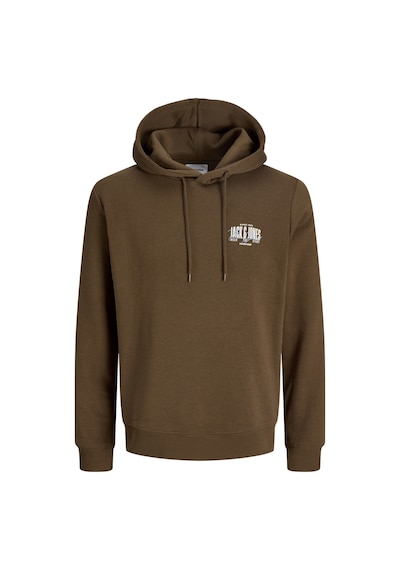 Jack & Jones Erkek Gögüs Baskili Kapüsonlu Sweatshirt - Aero - 12298491 Kahverengi