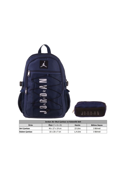 Jordan Air New York Navy Blue Lacivert İkili Sırt Çantası Ve Kalemlik Seti - Erkek Çocuk - Setja-q3166c