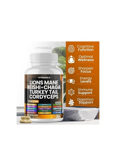 Lions Mane Reıshı + Chaga Turkey Tail Cordyceps 60 Kapsül