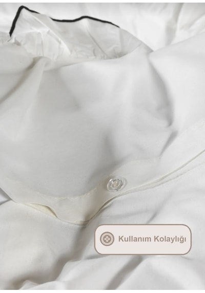 Nakışlı Beyaz Nevresim Takımı Seti Fırfırlı Krem