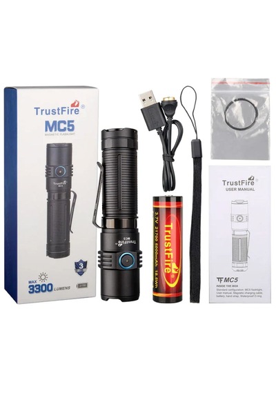 Trustfire Mc5 Manyetik Şarjlı Fener 3300 Lümen Siyah