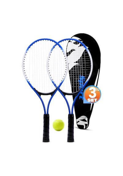 3lü Set Deluxe 21 İnç Çocuk Genç Tenis Raketi Seti Çantalı Çocuk Tennis L2 Grip 53 Cm Mavi 670