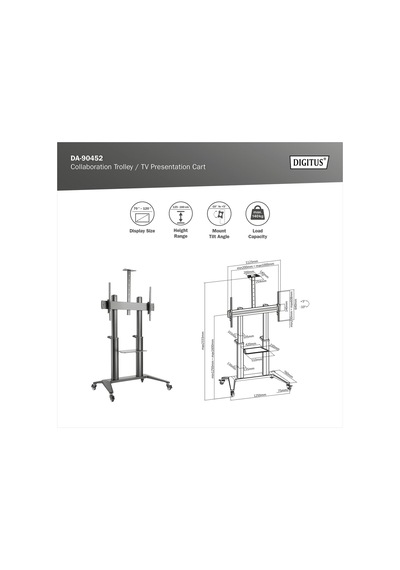 Tv Sunum Arabası, 70-120" 140 Kg Maks., Siyah