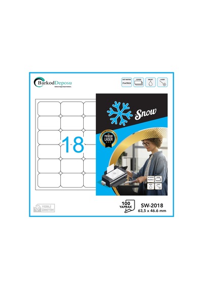 Sw-2018 Snow A4 Lazer Etiket 63.5x46.6 Mm